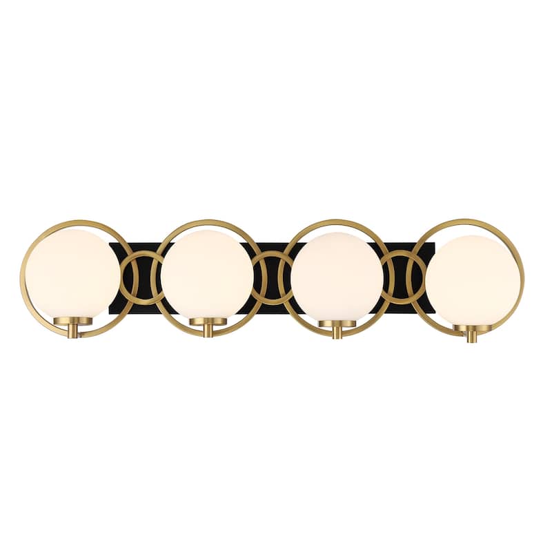 Savoy House 8-6180-4 Alhambra 4 Light 33" Wide Vanity Light - Matte Black / Warm Brass