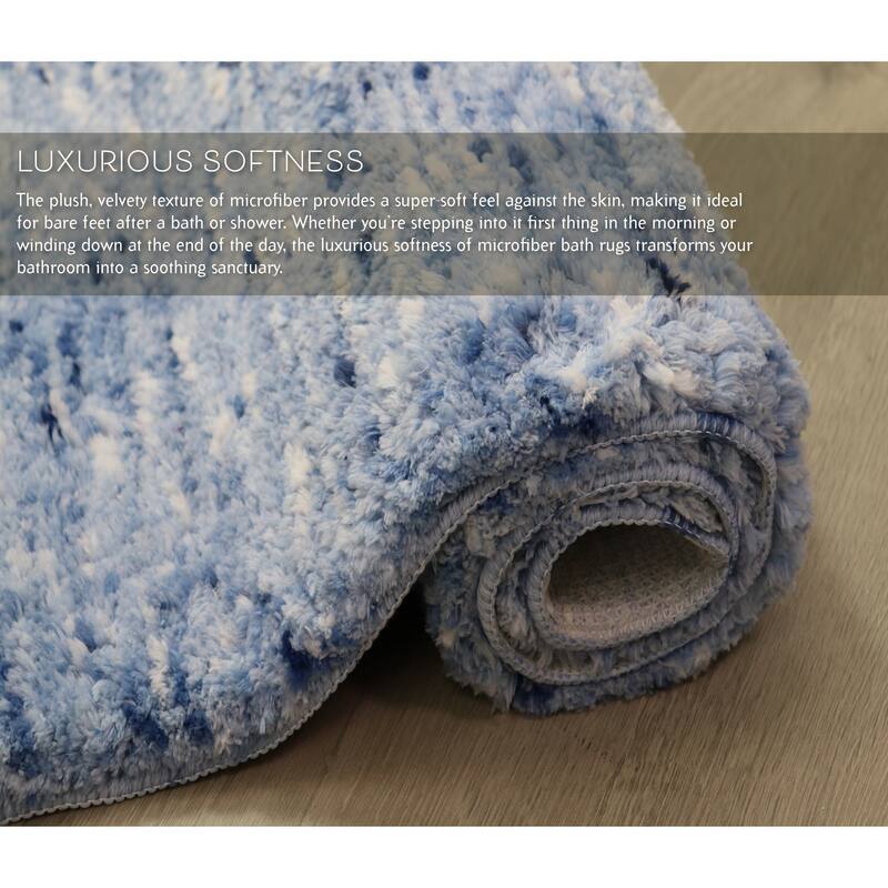 Home Weavers Cloud Comfort 100% Microfiber Bathroom Rug Non Slip Bath & Water Absorbent Soft Bath Mat 4 PC Set with Runner
