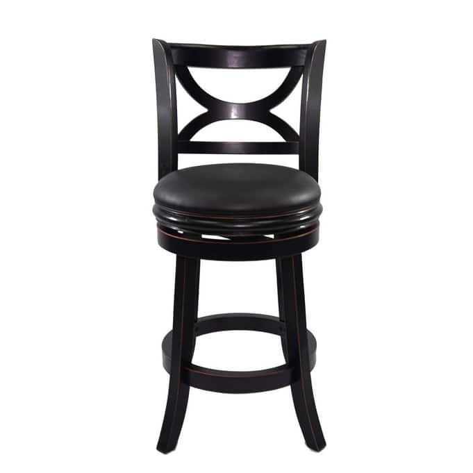 Florence Solid Hardwood Black 24-inch Plush-seat Swivel Stool