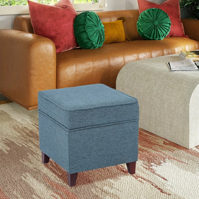 Adeco Square Storage Ottoman 17 inch Footstool