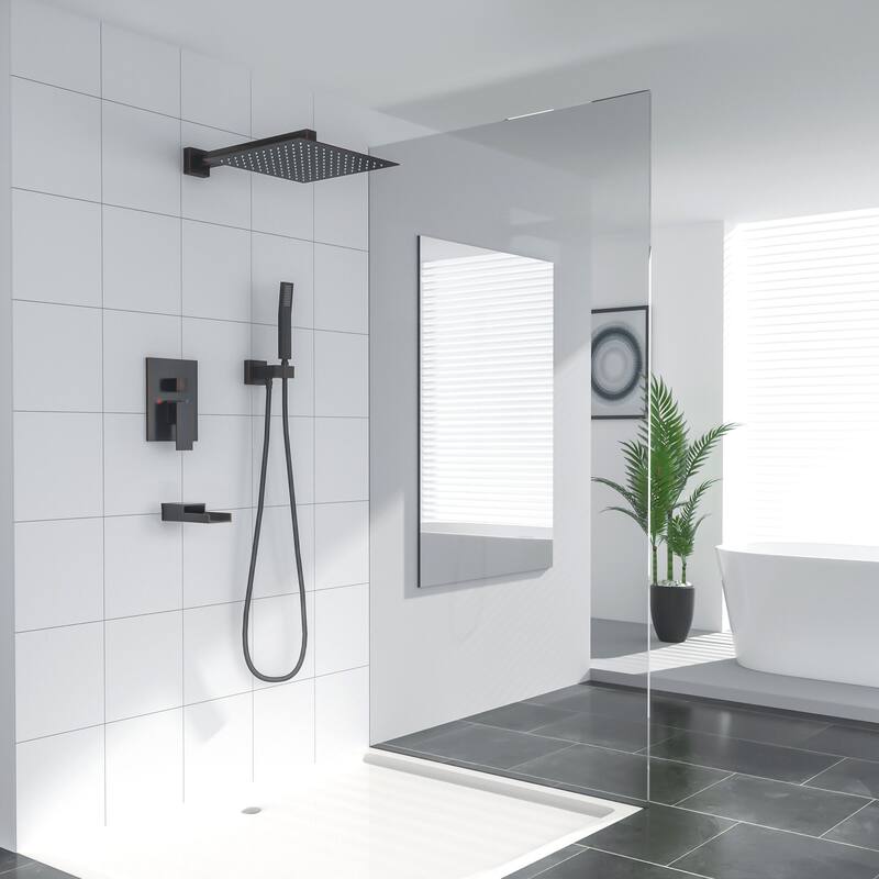 Bath Shower Faucet Set Tub Spout 10 inch Rain Shower Head with Handheld Shower System