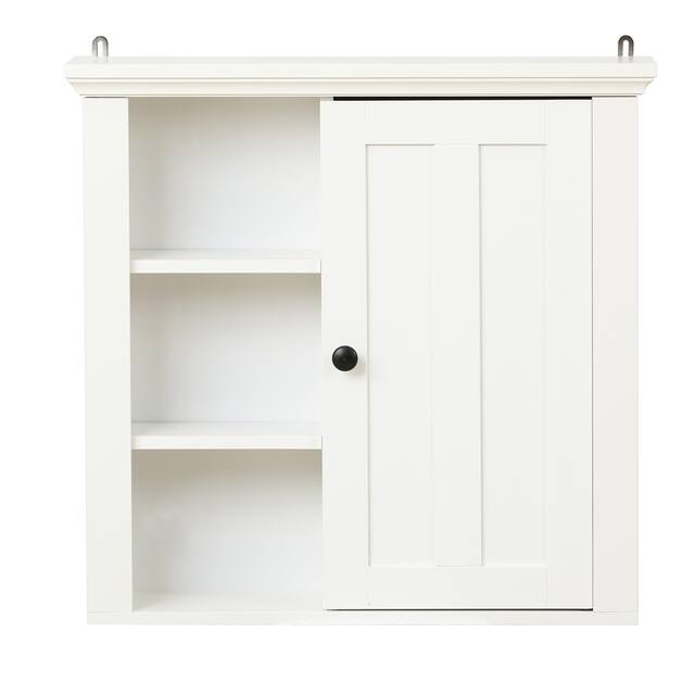 White MDF Wood Bathroom 1-Door Wall Storage Cabinet