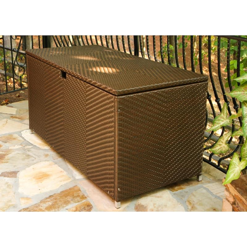 Large Outdoor Resin Wicker Storage Box with Waterproof Lid