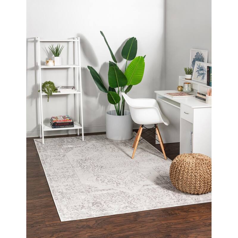Contemporary Trabzon Collection Area Rug - Cream-Gray - 6'x9'