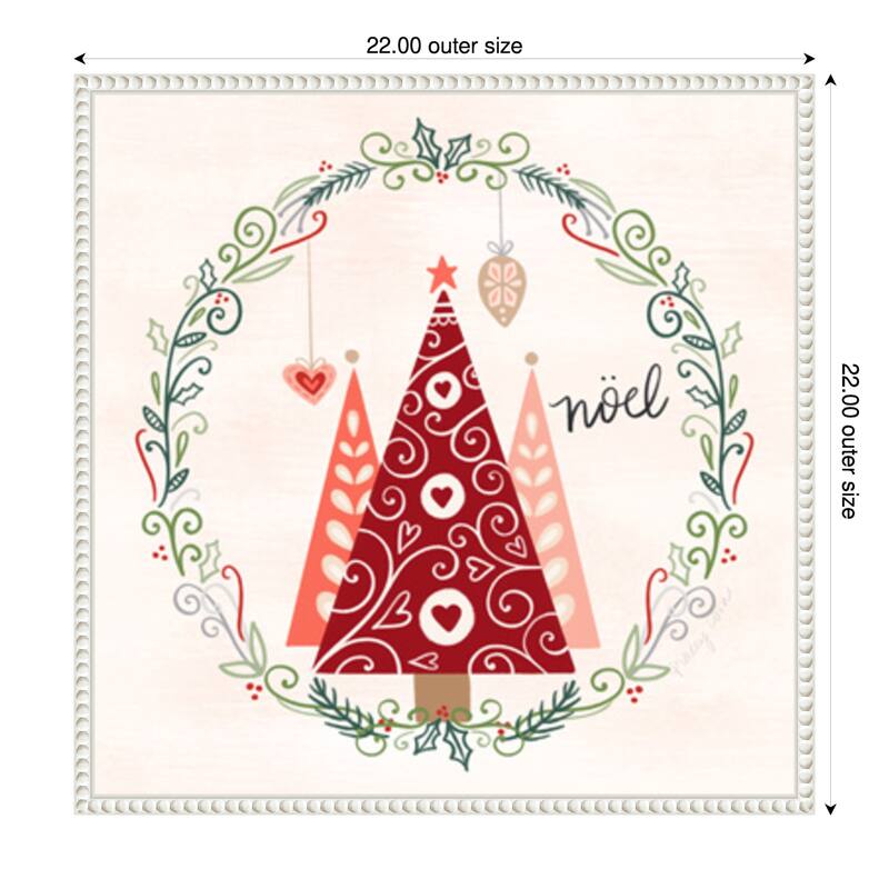 Hygge Christmas III by Noonday Design (22 x 22 in.), Framed Canvas Wall Art Print - Sylvie Beaded White