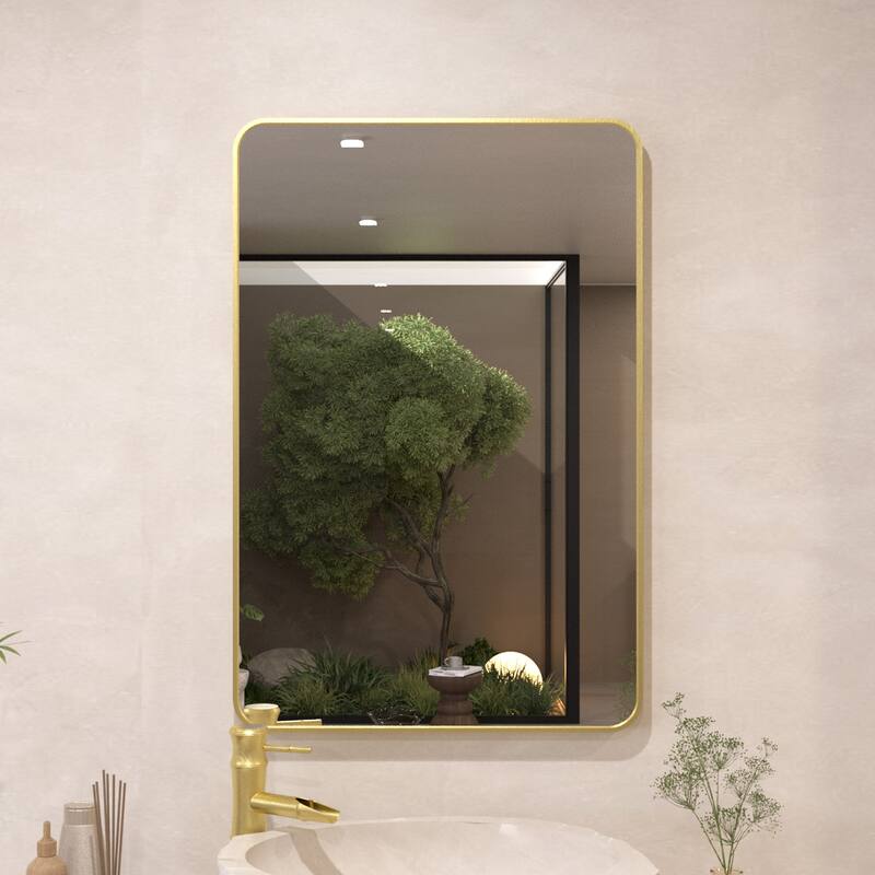 24/30/42/48/60 inch Rectangle Frameless Wall Mounted Bathroom Vanity Mirror - 24" x 36" - Brushed Gold