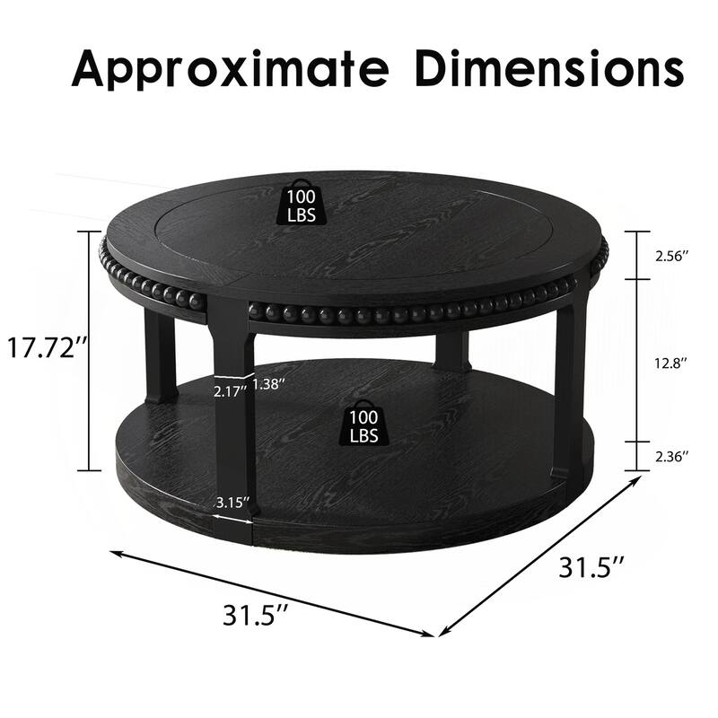 31.5 Inch Round Solid Wood Coffee Table & Sofa Table