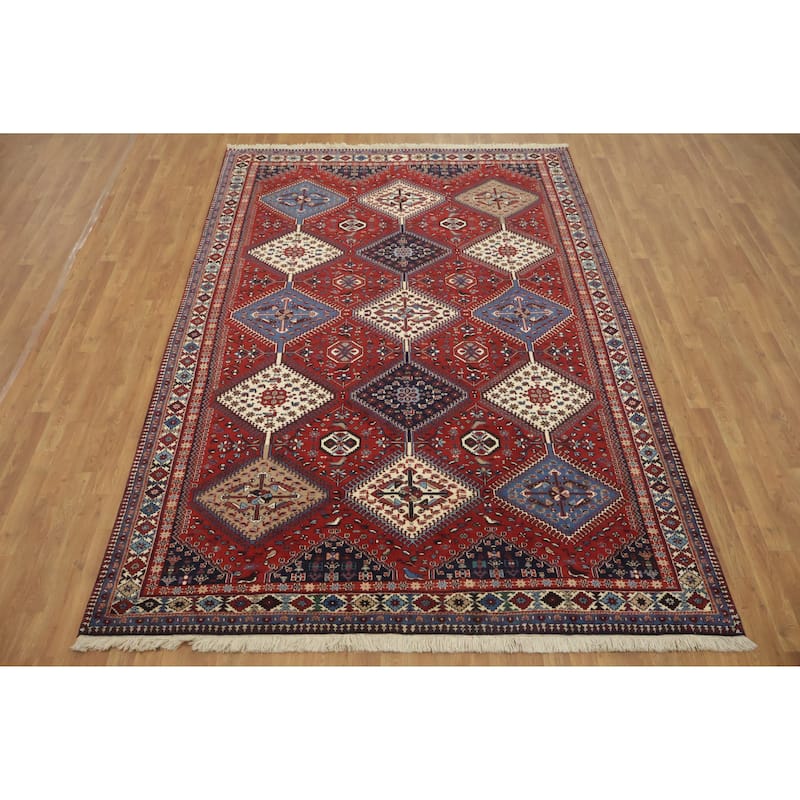 Hand Knotted Oriental 100% Wool Carpet Traditional Tribal Red Yalameh Area Rug - 10' 0'' X 6' 10''