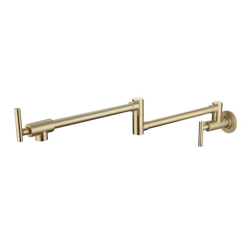 Wall Mount Rotatable Pot Filler Kitchen Faucet With Two Handles