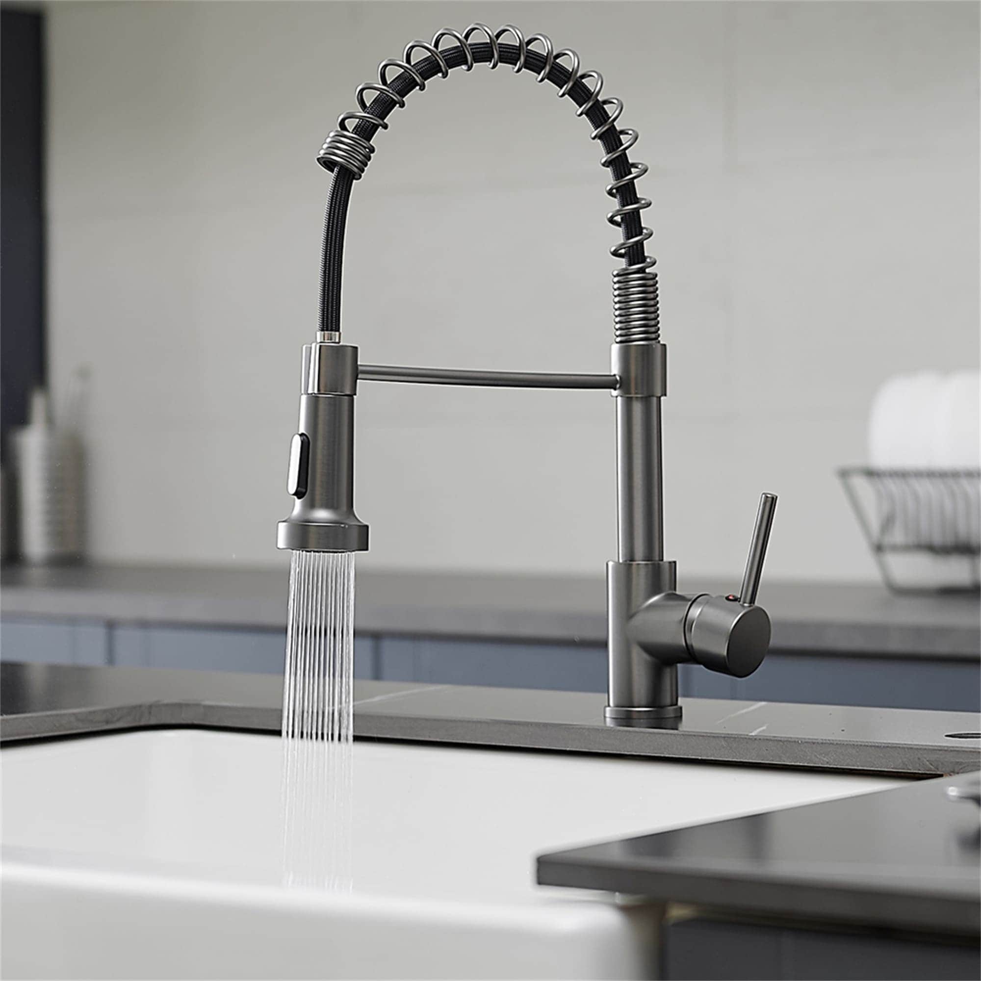 single hole gun grey kitchen sink faucets with pull down sprayer kitchen  faucet with single handle dual-function