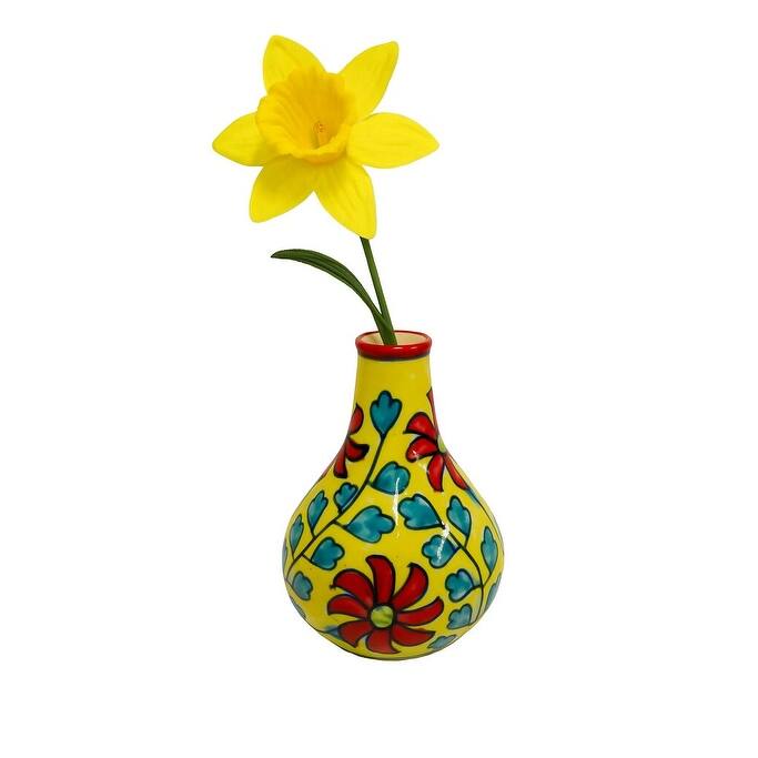Home&Manor Small Ceramic Flower Holder Multicolor
