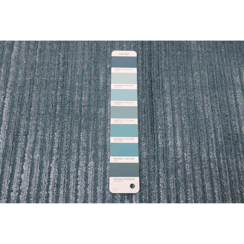 ECARPETGALLERY Hand Loomed Loreto Teal Viscose, Wool Rug - 8'0 x 9'7