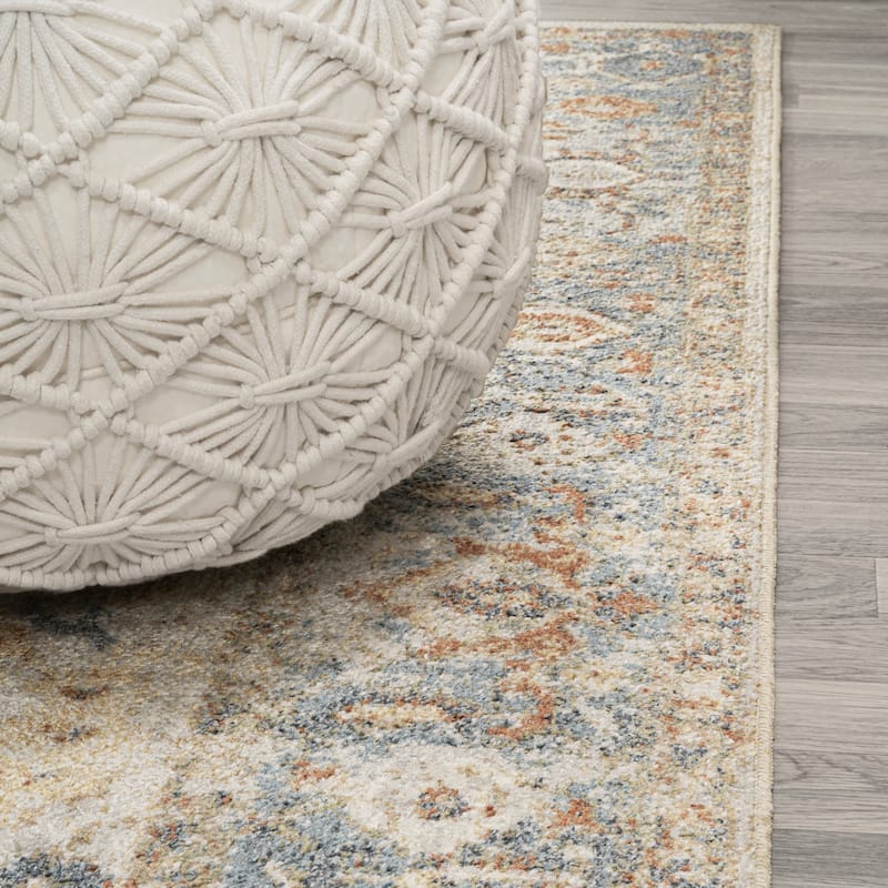 JONATHAN Y Edith Persian Border Low-Pile Machine-Washable Cream/Terra Area Rug