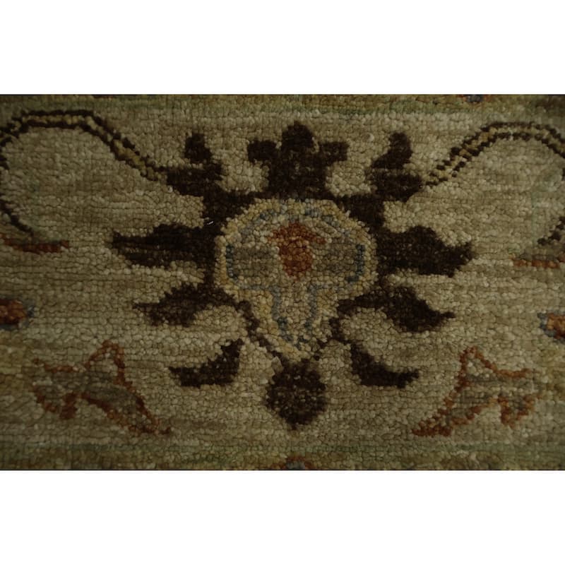 Hand Knotted Oriental 100% Wool Carpet Transitional Floral Brown Oushak Area Rug - 6' 0'' X 4' 1''