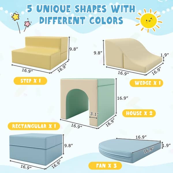 9-Piece Soft Foam climbing Blocks for Toddlers,Babe Foam Climber Toys,Crawl and Climb Foam Play Set,Soft Foam Toys - Multi-Color