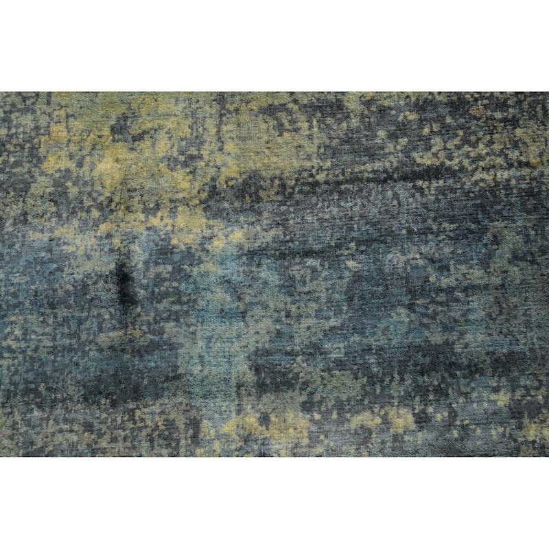 Hand Knotted Oriental Viscose Silk Carpet Modern Abstract Multi-Colored Abstract Area Rug - 7' 7'' X 5' 8''