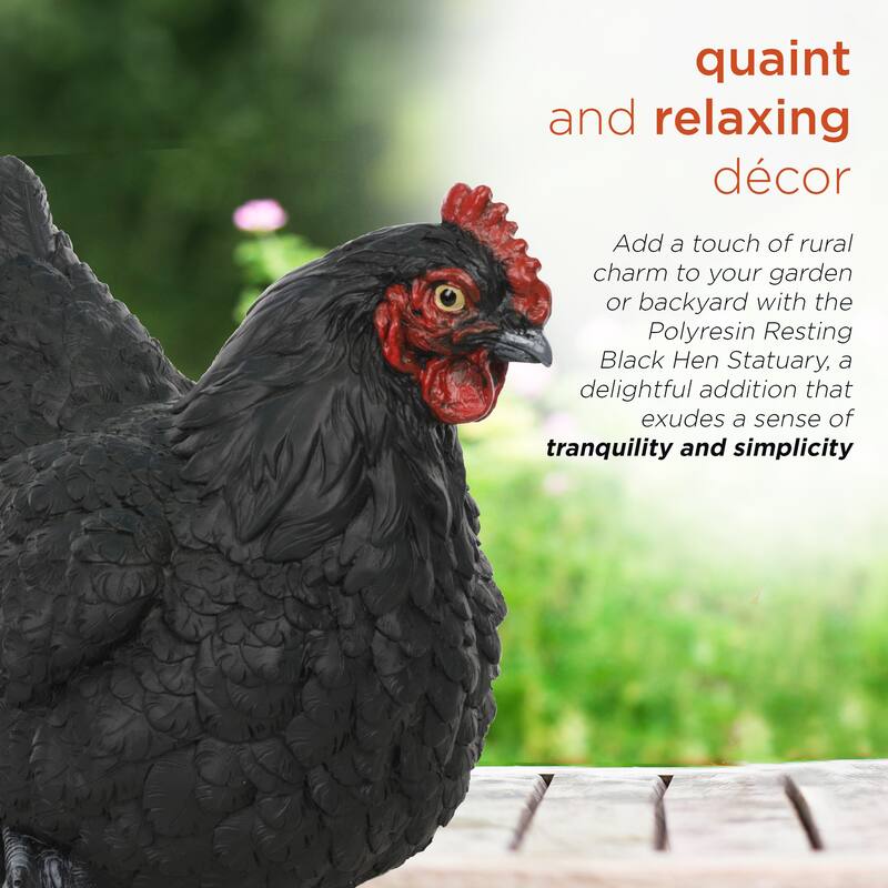 Magnesium Oxide Resting Black Hen Statuary