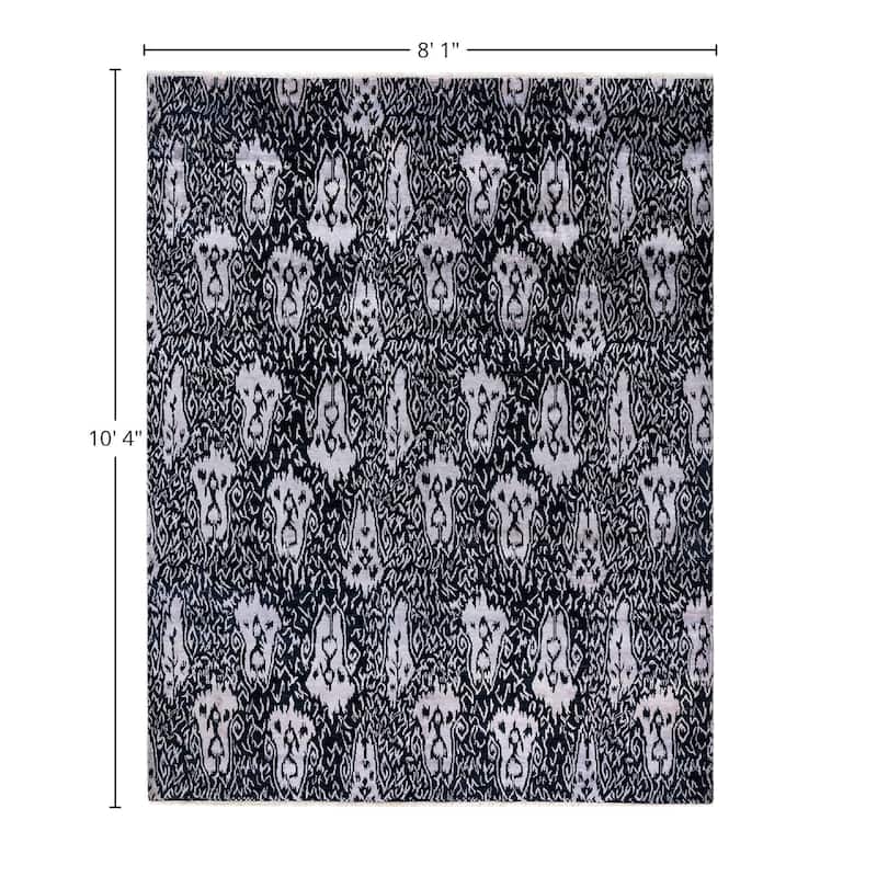 Ikat One-of-a-Kind Hand-Knotted Area Rug, Black - 8' 1" x 10' 4"