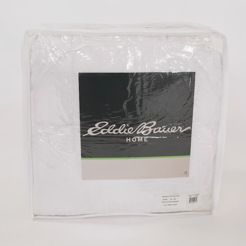 Eddie Bauer 700FP White Goose Down Damask Cotton Oversized Comforter