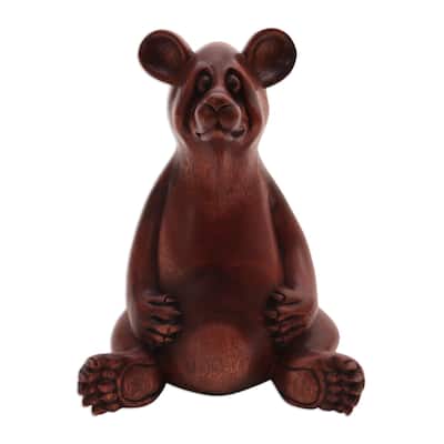 Novica Handmade Honey Bear Wood Sculpture