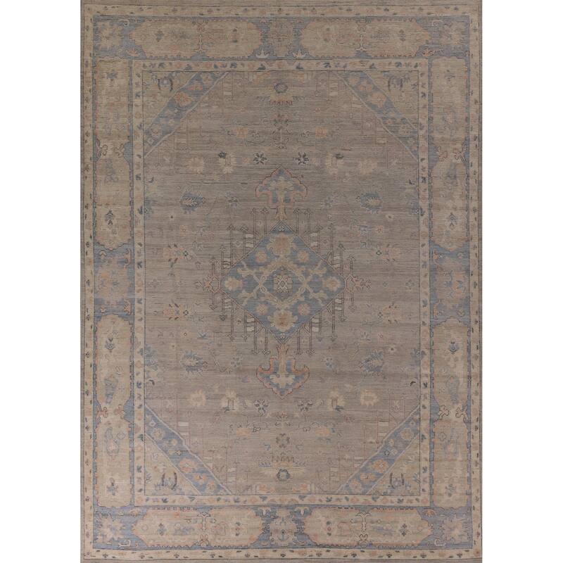 Vegetable Dye Oushak Turkish Rug Handmade Wool Carpet - 8'4" x 11'11"