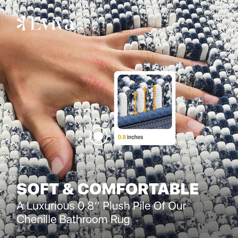 Totti Gemini Dark Blue Microfiber Chenille 16" x 24" Bathroom Mat w/ Gradual Color Change