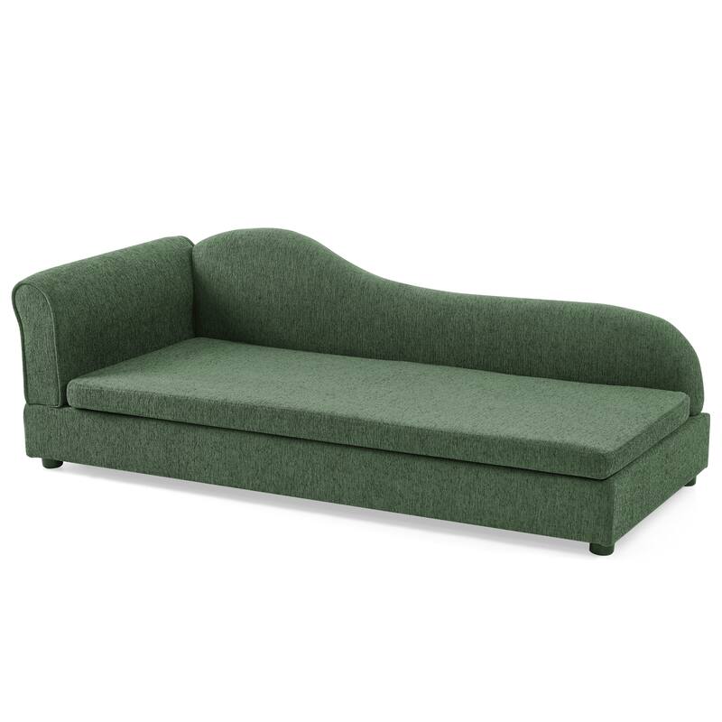 Oversized Pet Sofa, Elegant Modern Linen Fabric Elevated Dog Sofa Bed, Oversized Rectangular Pet Bed with Backrest & Armrest