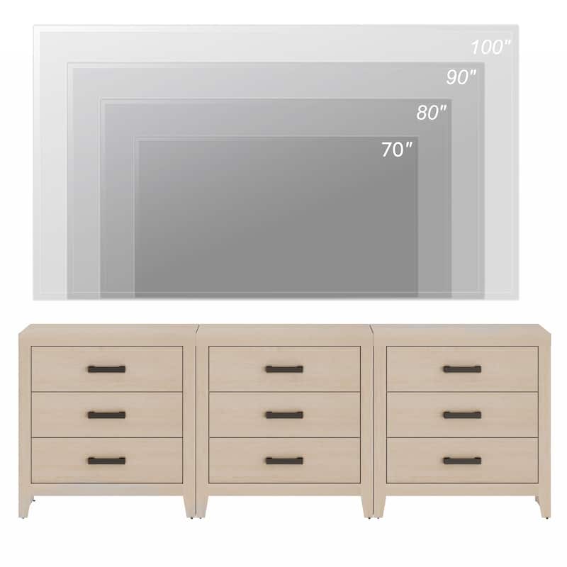 WAMPAT Farmhouse TV Stand, Modern Wood Media Console, Rustic Entertainment Center with Storage for Living Room, Bedroom