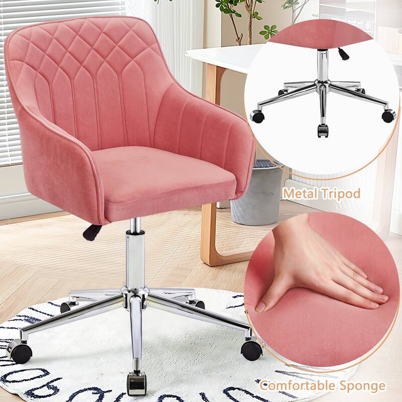 VECELO Modern Home Office Chairs Height Adjustable 360 Swivel Task Chair with Metal Base