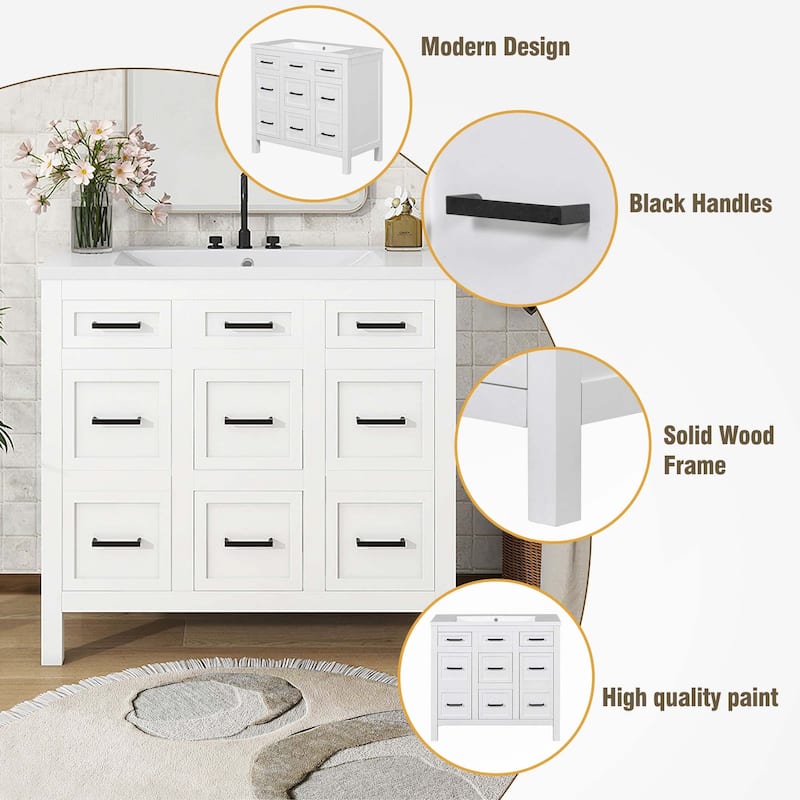36" Bathroom Vanity Cabinet with Resin Sink