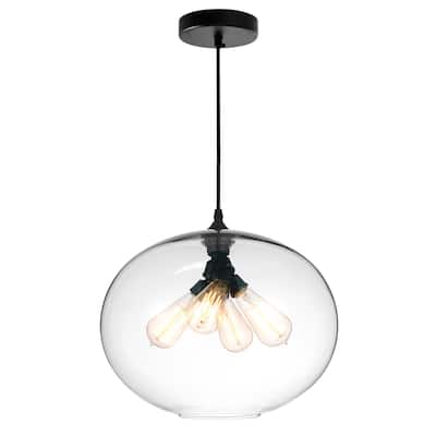 Glass 4 Light Down Pendant With Finish - Transparent