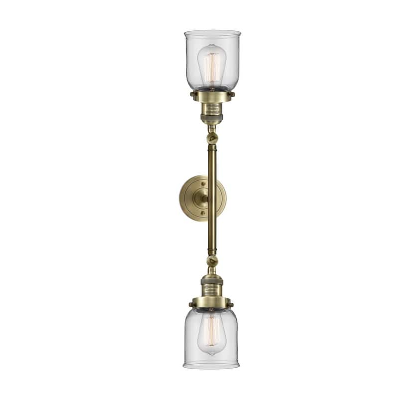 Innovations Lighting Small Bell 2 Light 23" Wide Bathroom Vanity Light - Antique Brass / Clear