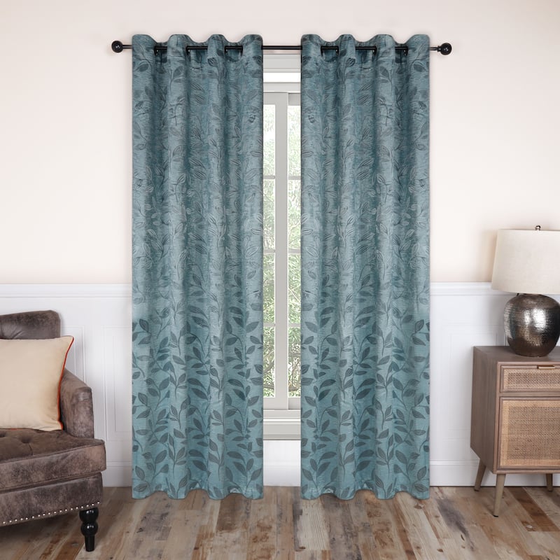 Superior Modern Bohemian Leaves Room Darkening Curtains with Grommets