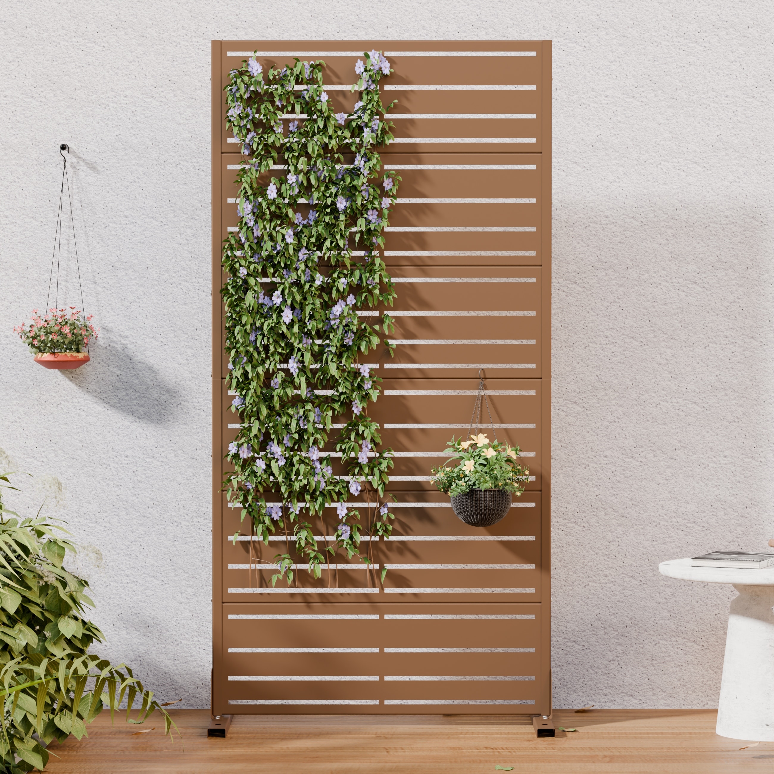 Outdoor Freestanding Metal Privacy Screen Decorative Partition Panel for Patio Garden Balcony