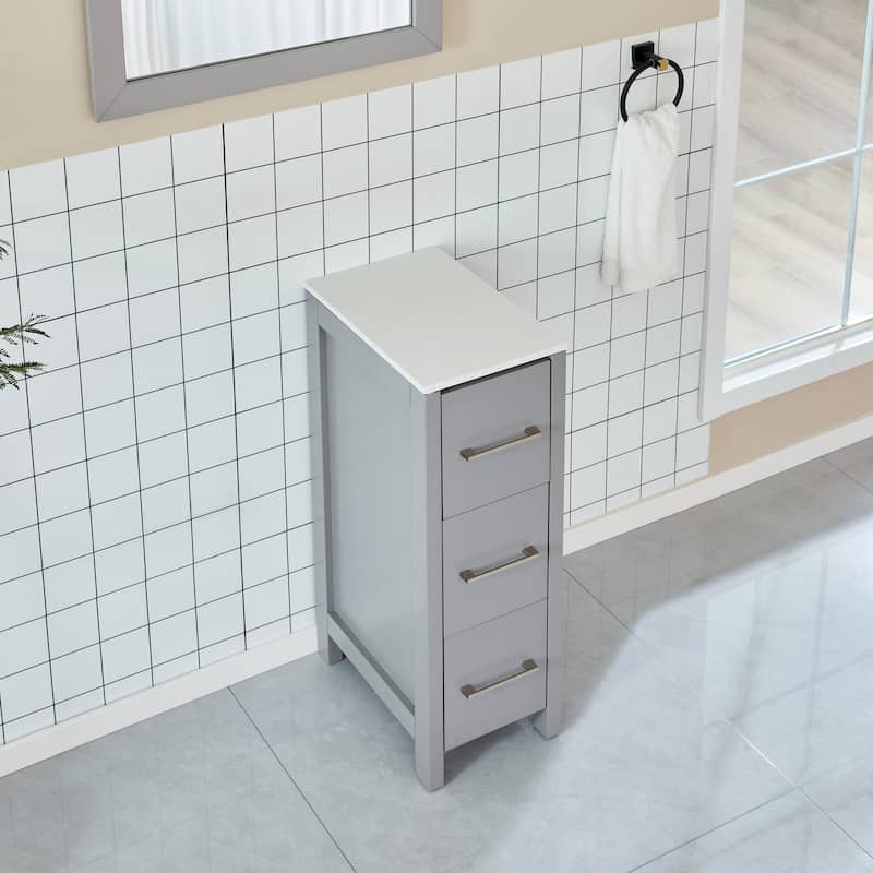 Vanity Art 12-Inch Bathroom Vanity Cabinet 3 Drawer Side Storage Organizer Freestanding Single Vanity Bedroom/Bathroom/Entryway