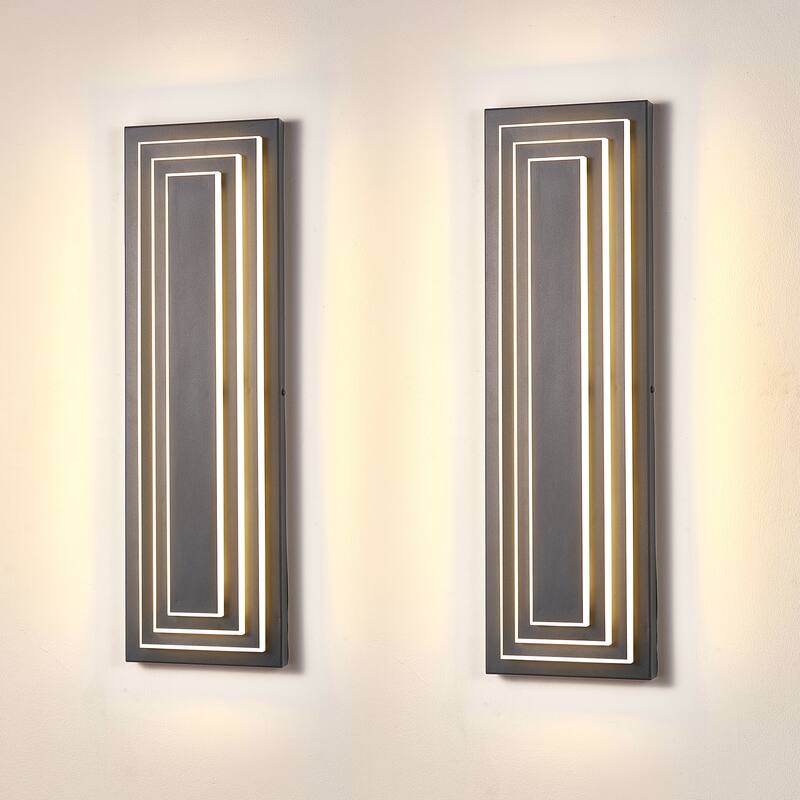 23.6 in Modern Long Outdoor Wall Lights Exterior Lights for House,LED Outdoor Wall Large Front Porch Light Fixture - Black