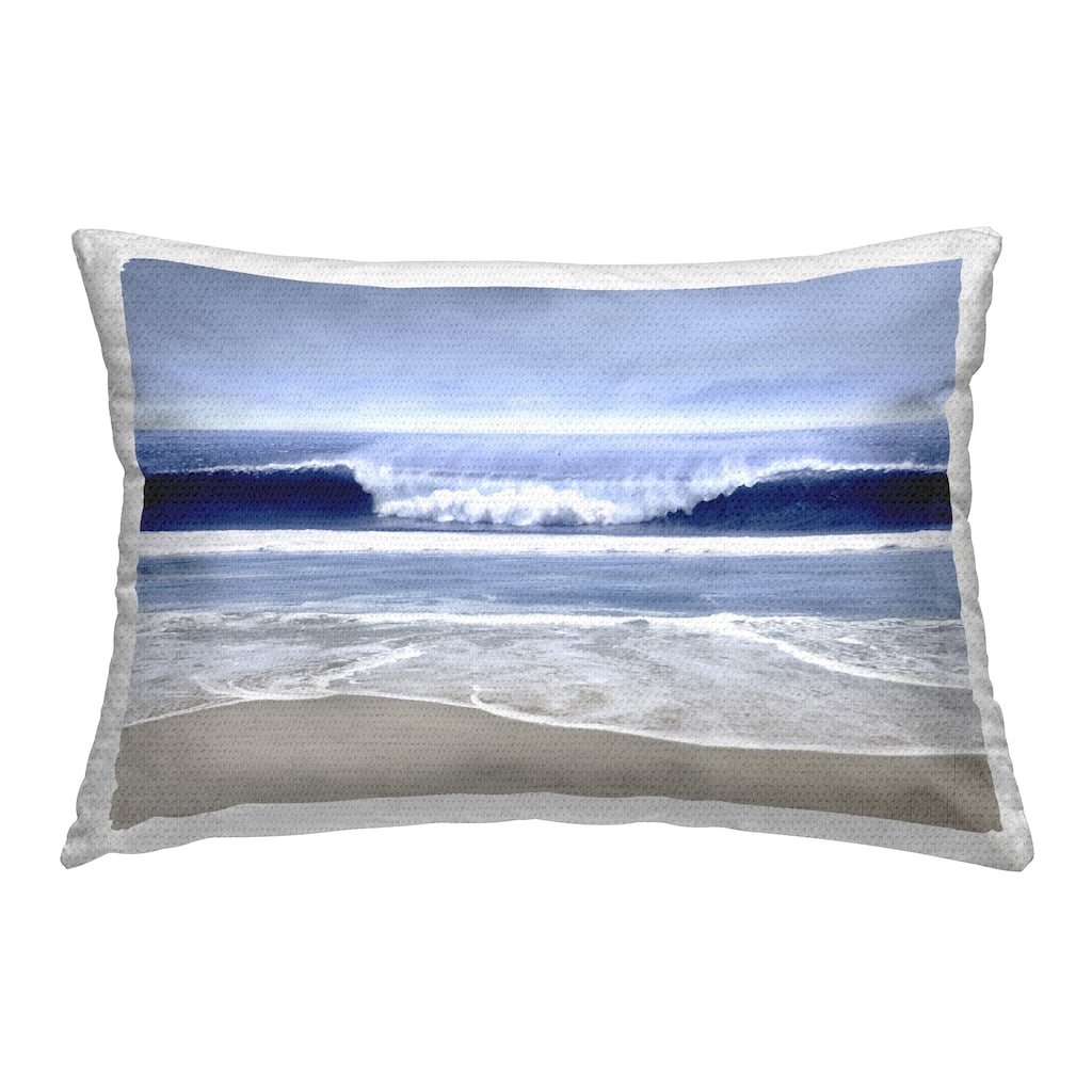 Stupell Blue Rolling Waves Printed Outdoor Throw Pillow Design by Devon Davis