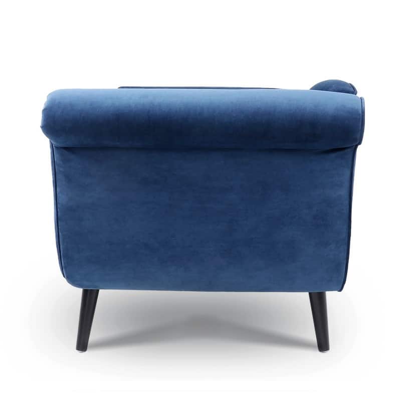 68'' Chaise Lounge Indoor, Chaise Lounge Chair with Scroll Arms and Toss Pillow - Blue