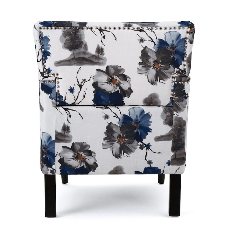 Modern 28.75" Upholstered Club Chair with Birch Wood Legs and Nailheads for Living Room