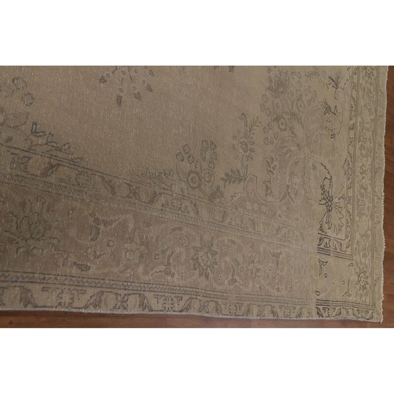 Hand Knotted Oriental 100% Wool Carpet Traditional Floral Beige & Ivories Tabriz Area Rug - 12' 6'' X 9' 6''