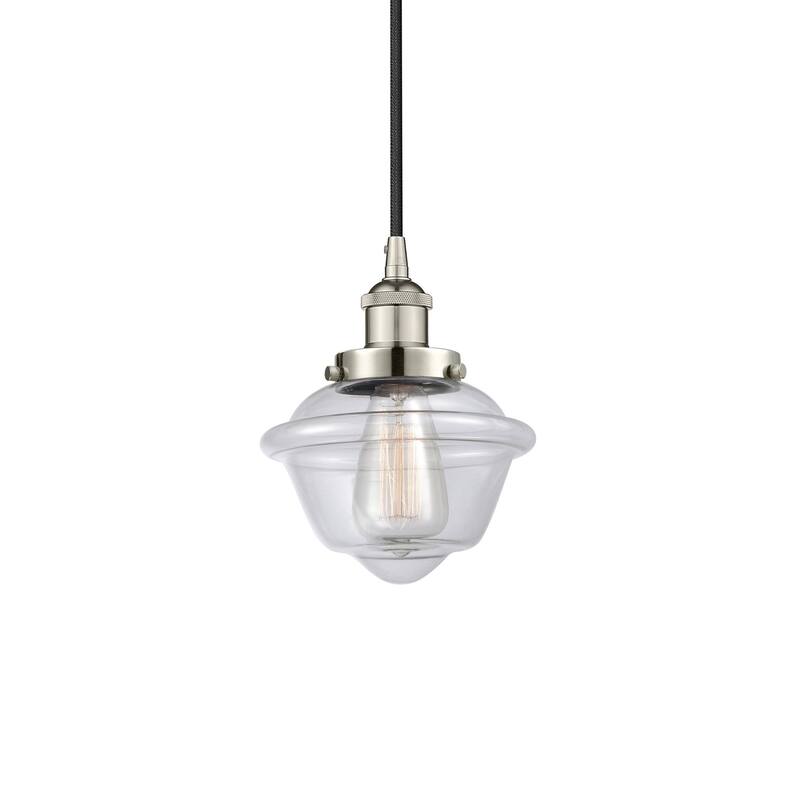 Innovations Lighting 616-1PH-10-8 Oxford Pendant Oxford 8" Wide Mini - Polished Nickel / Clear