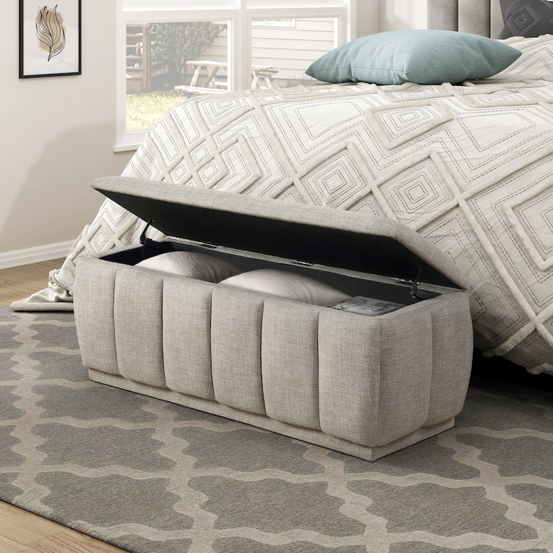 47" Upholstered Entryway Storage Bench End of Bed Bench - Taupe