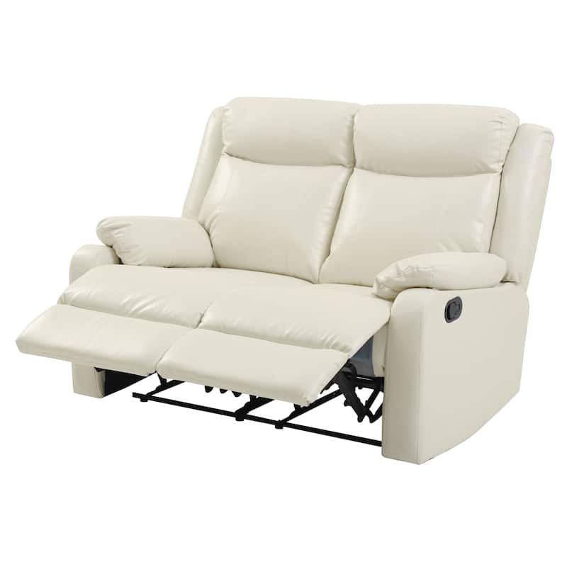 Ward Faux Leather Double Reclining Loveseat - Pearl