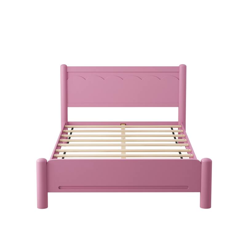 GDFStudio - Elara Wood Platform Bed Frame with Headboard and Wooden Slat Support