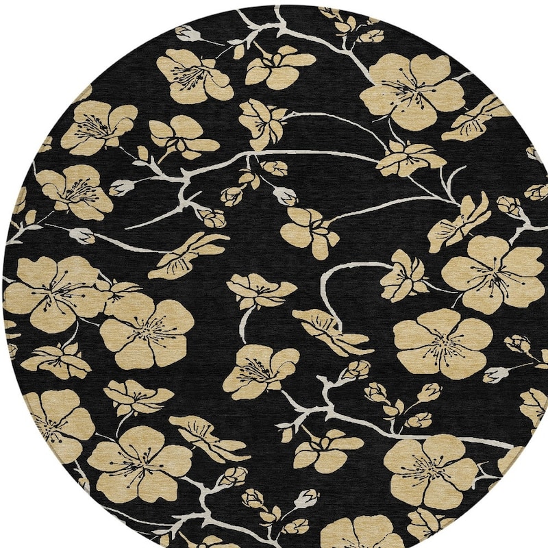 HomeRoots Floral Transitional Rectangle Outdoor Rug