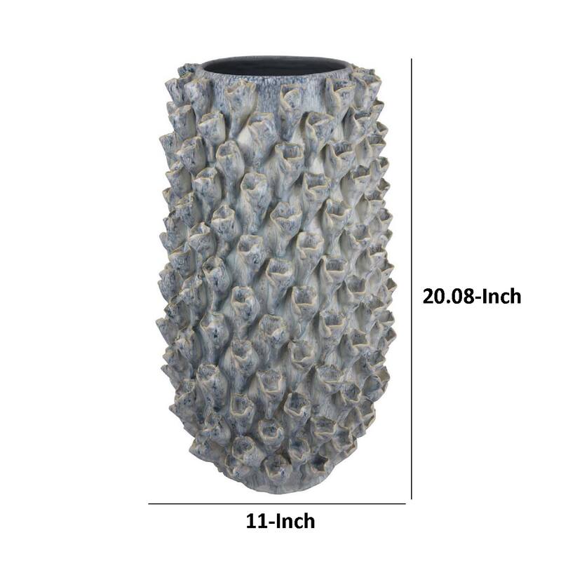 Kabo Decorative Vase, Textured Body, 20 Inch Classic Gray Ceramic