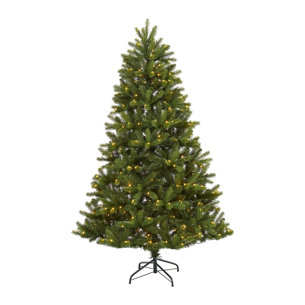 6Ft Artificial Christmas Tree with Lights - New Haven Spruce Look Holiday Decor - Green - 72
