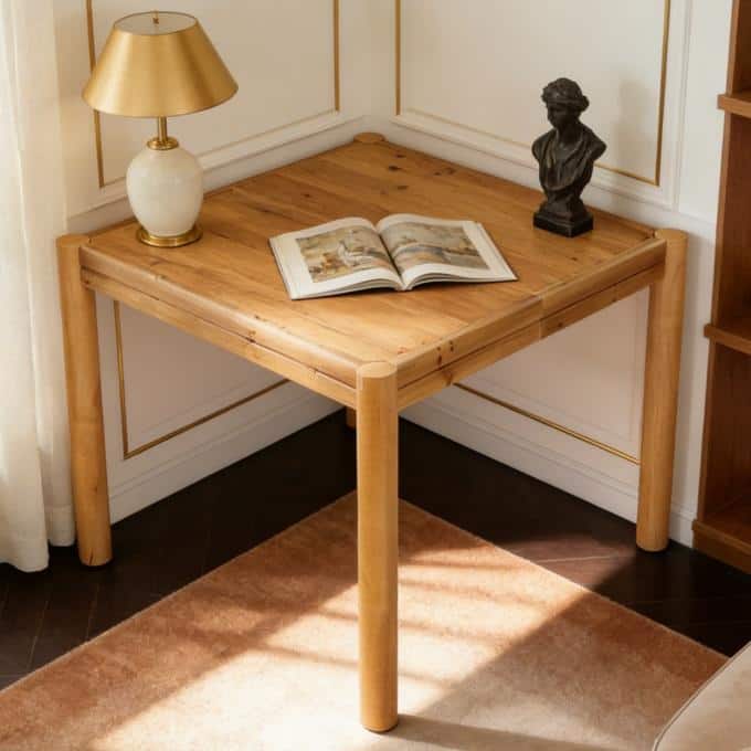 39.37" Solid Wood Square Conference Table, Small Meeting Table for 4