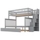 preview thumbnail 9 of 24, Lodge Design Twin over Full Wood Bunk Bed with Trundle,Staircase with Storage Shelves,High Safety Guardrail