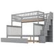 preview thumbnail 10 of 11, Twin Over Full Bunk Beds with Trundle, Gray Wooden Bunk Storage Bed with Side Storage Stairway and Guard Rail for Kids, Adults